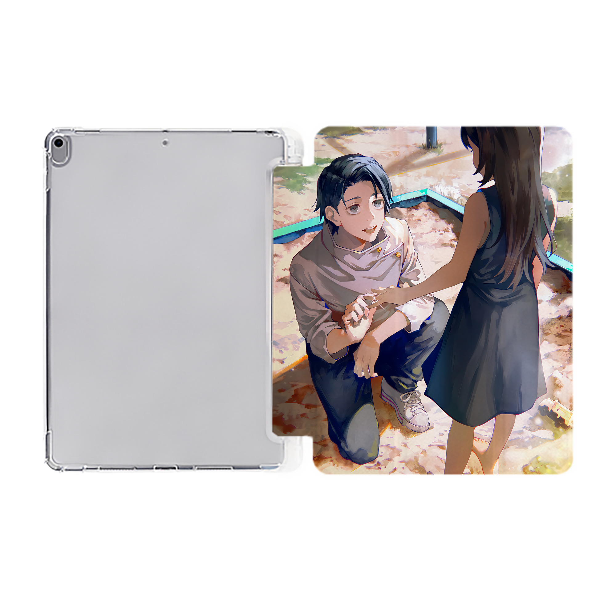 （画像用） 呪術廻戦 Jujutsu Kaisen IPad ケース ペン収納付き 三つ折りスタンド PUレザー×シリコン 対応機種9.5/10.5/10.9インチ